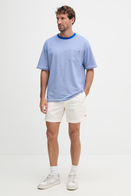 Tommy Hilfiger tričko pánské bavlněné s elastanem UM0UM03786 modrá SS26