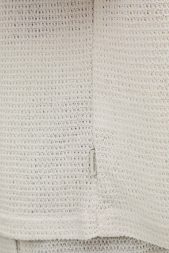 Calvin Klein πλεκτό μπλουζάκι πόλο ανδρικό με βισκόζη LV00NM2986 μπεζ