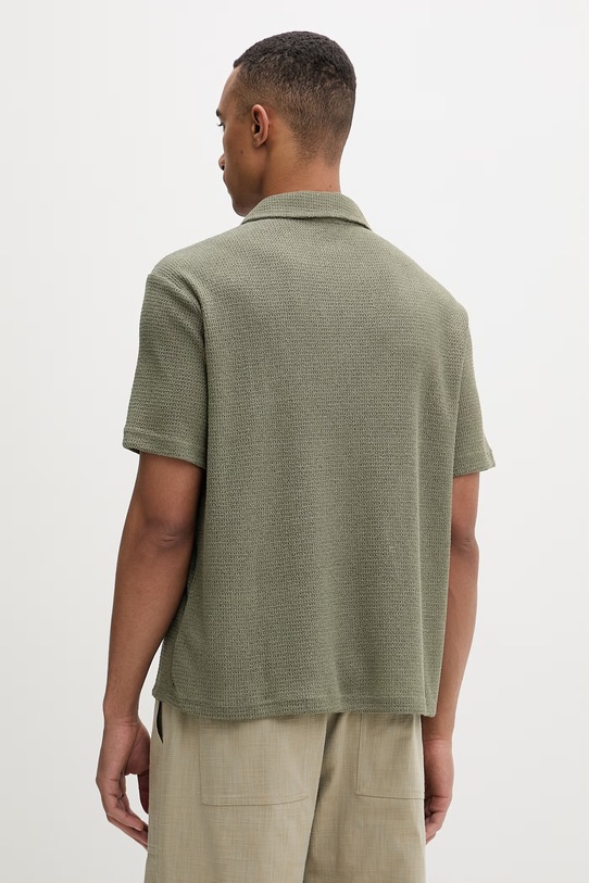 Oblačila Calvin Klein pletena polo majica moška z viskozo LV00NM2986 zelena