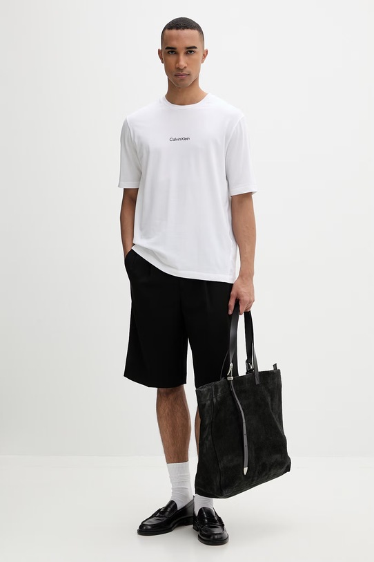 Calvin Klein majica za muškarce s pamukom LV00NM3021 bijela SS26