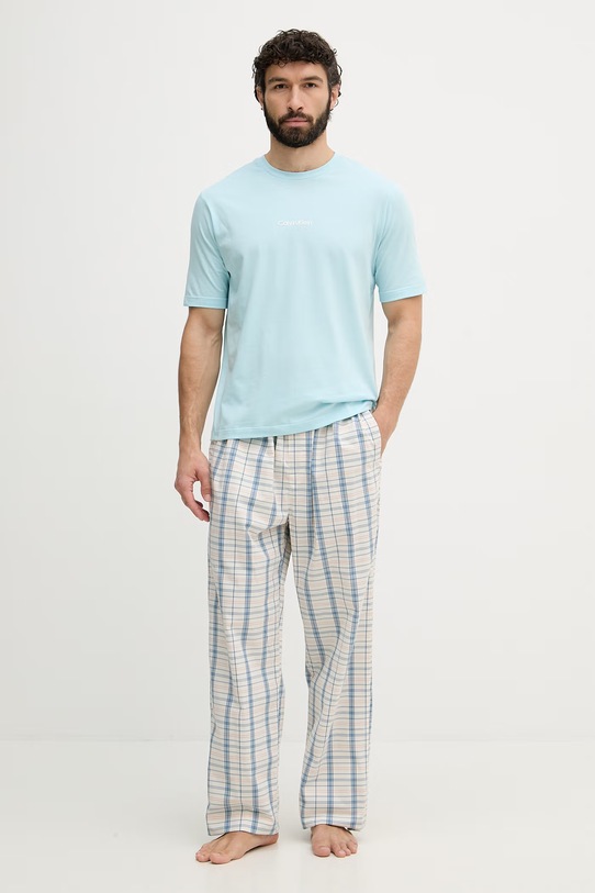 Calvin Klein t-shirt da uomo con cotone LV00NM3021 turchese SS26