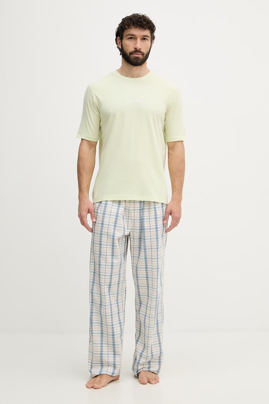 Calvin Klein T-shirt męski z bawełną LV00NM3021 zielony SS26