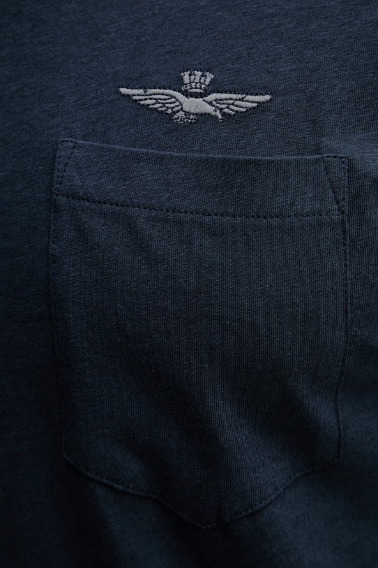 Aeronautica Militare t-shirt z dodatkiem lnu TS2510UJ00720 granatowy