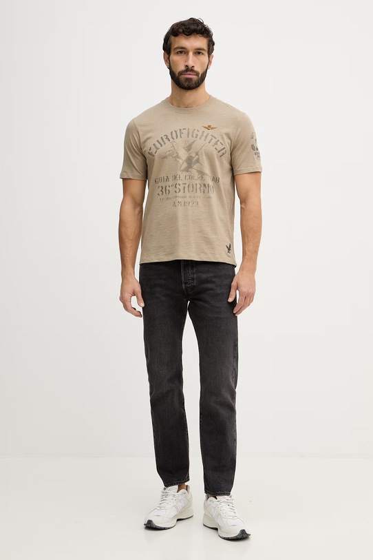 Aeronautica Militare t-shirt bawełniany TS2525UJ00686 zielony SS26