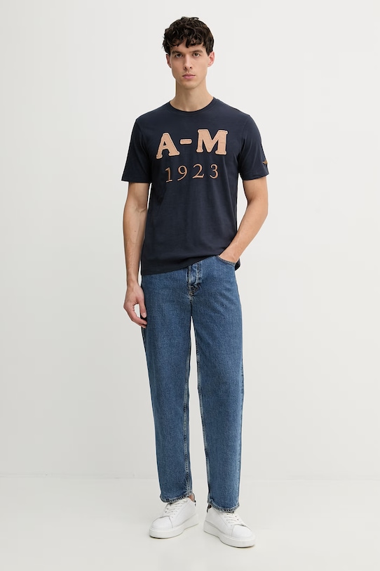 Aeronautica Militare t-shirt męski bawełniany TS2526UJ00686 granatowy SS26