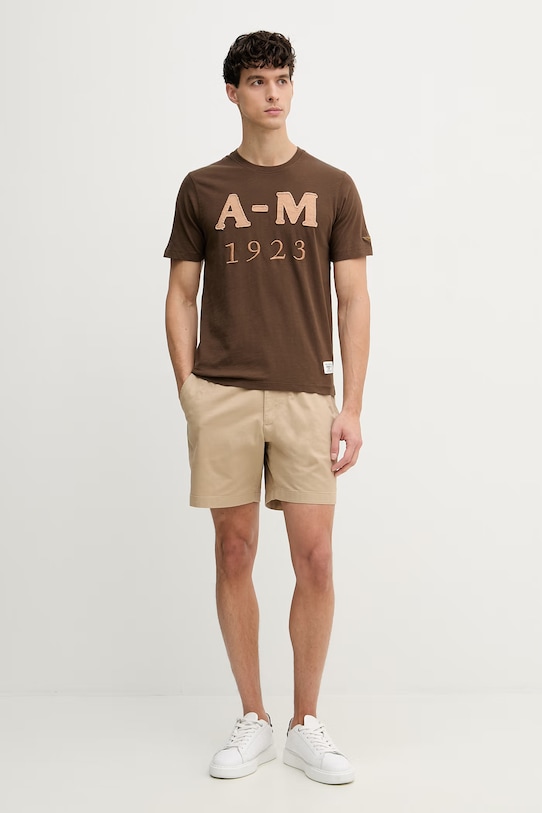 Aeronautica Militare t-shirt męski bawełniany TS2526UJ00686 brązowy SS26