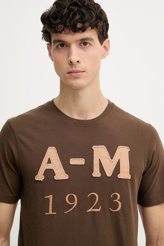 Aeronautica Militare t-shirt męski bawełniany brązowy TS2526UJ00686