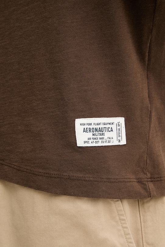 Aeronautica Militare t-shirt męski bawełniany TS2526UJ00686 brązowy