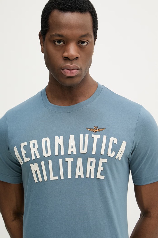 Aeronautica Militare t-shirt bawełniany niebieski TS2531UJ00641