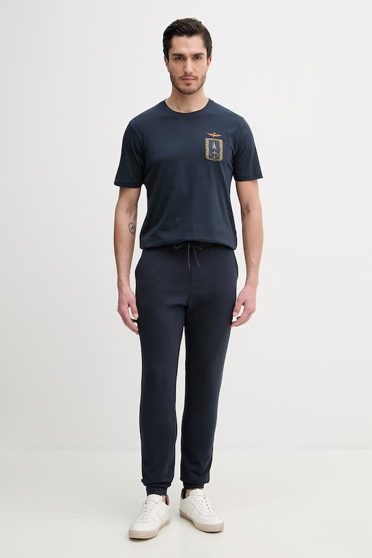 Aeronautica Militare t-shirt bawełniany TS2534UJ00641 granatowy SS26