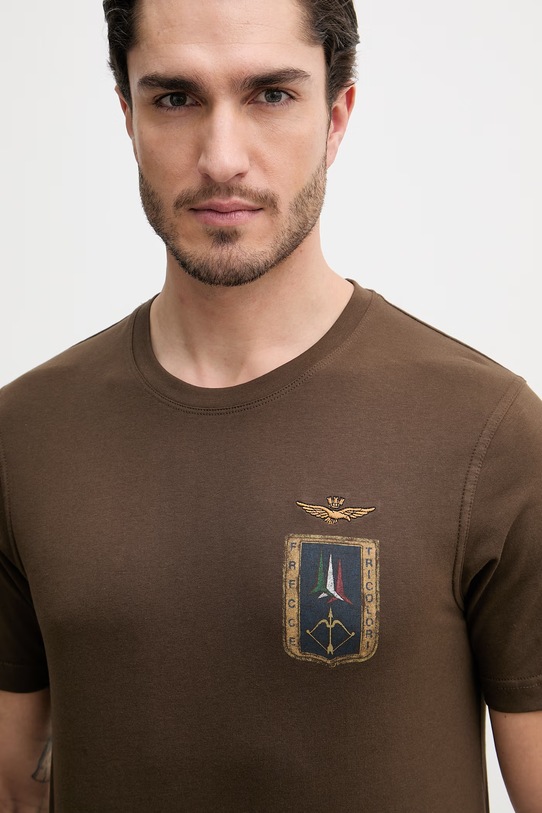 Bavlnené tričko Aeronautica Militare hnedá TS2534UJ00641