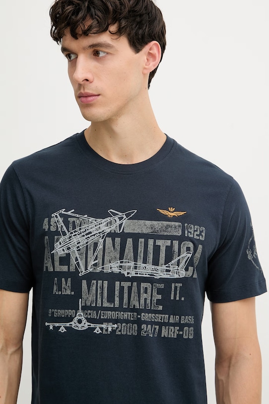 Aeronautica Militare t-shirt bawełniany granatowy TS2535UJ00641