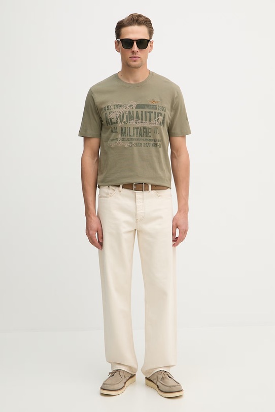 Aeronautica Militare t-shirt bawełniany TS2535UJ00641 zielony SS26