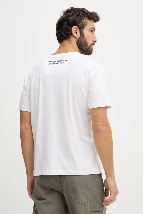 Odzież Aeronautica Militare t-shirt bawełniany TS2539UJ00727 biały