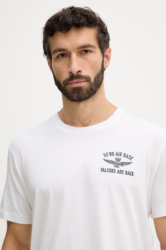 Aeronautica Militare t-shirt bawełniany biały TS2539UJ00727