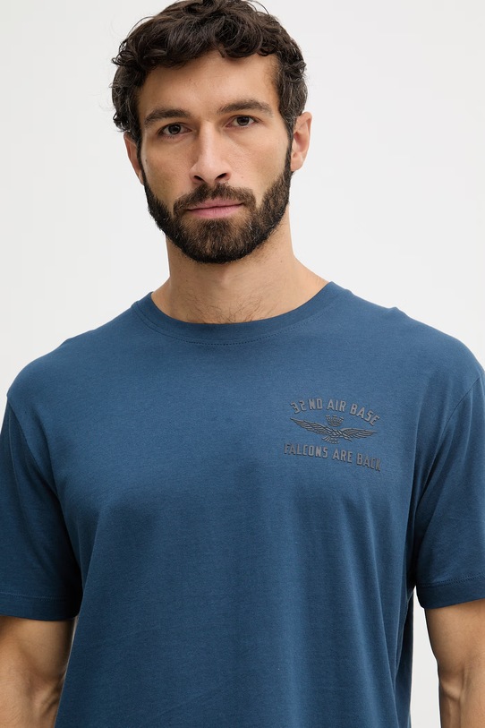 Aeronautica Militare t-shirt bawełniany niebieski TS2539UJ00727