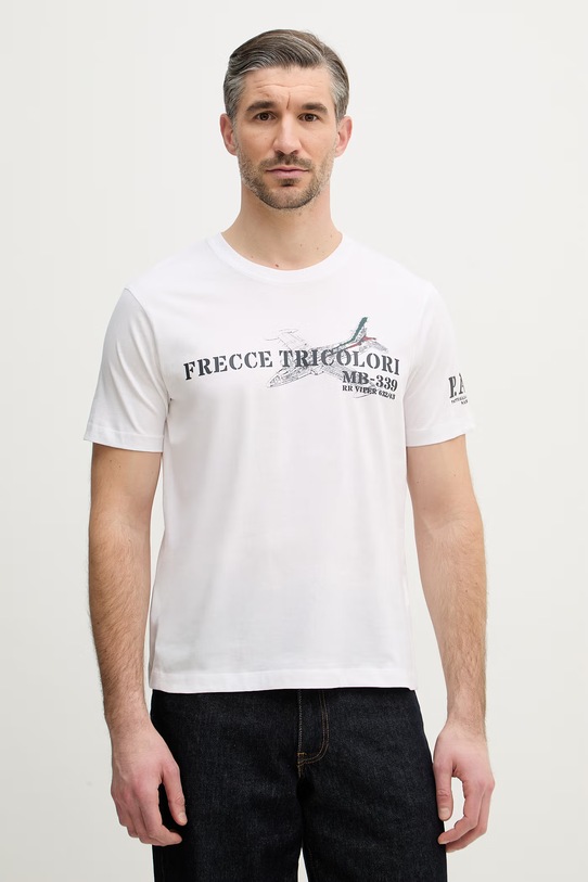 Aeronautica Militare t-shirt bawełniany nadruk biały TS2541UJ00727