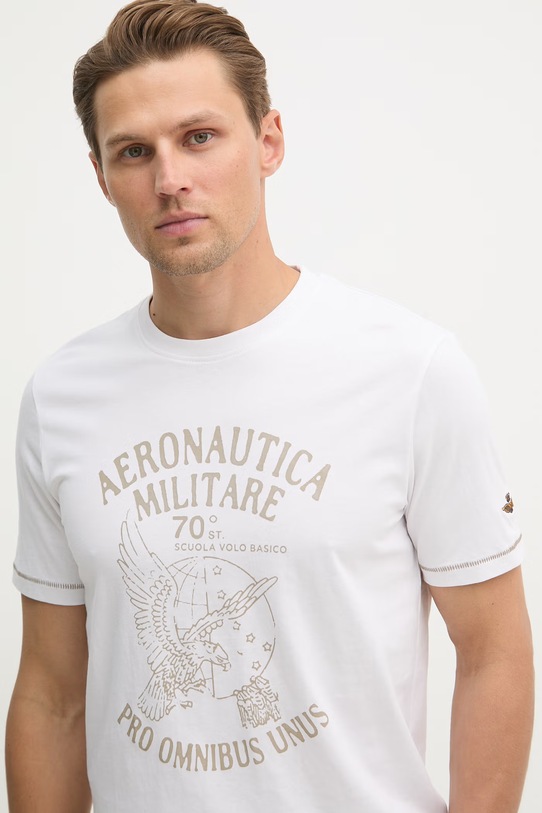 Aeronautica Militare t-shirt bawełniany biały TS2542UJ00641