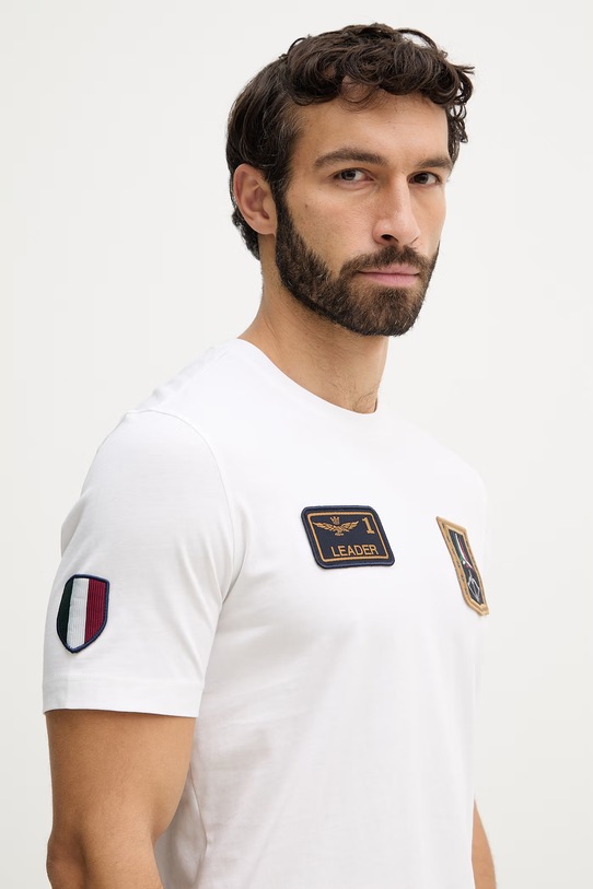Aeronautica Militare t-shirt bawełniany beżowy TS2544UJ00592