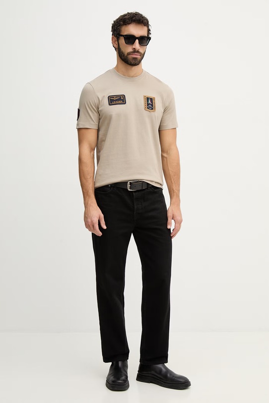 Aeronautica Militare t-shirt bawełniany TS2544UJ00592 beżowy SS26