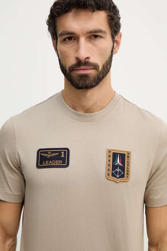 Aeronautica Militare t-shirt bawełniany beżowy TS2544UJ00592