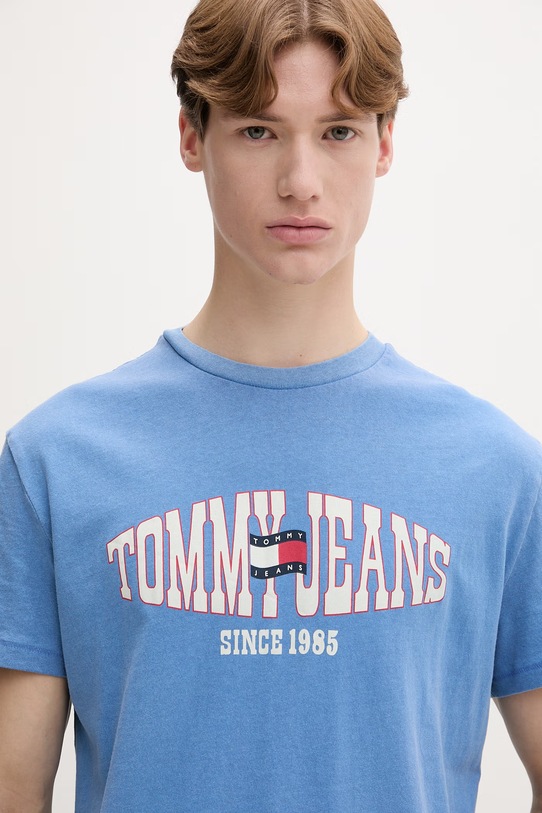 Tommy Jeans T-shirt męski bawełniany niebieski DM0DM22520