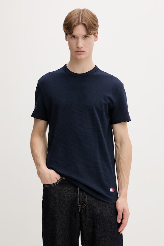 Tommy Jeans maglietta basic da uomo in cotone blu navy DM0DM22529
