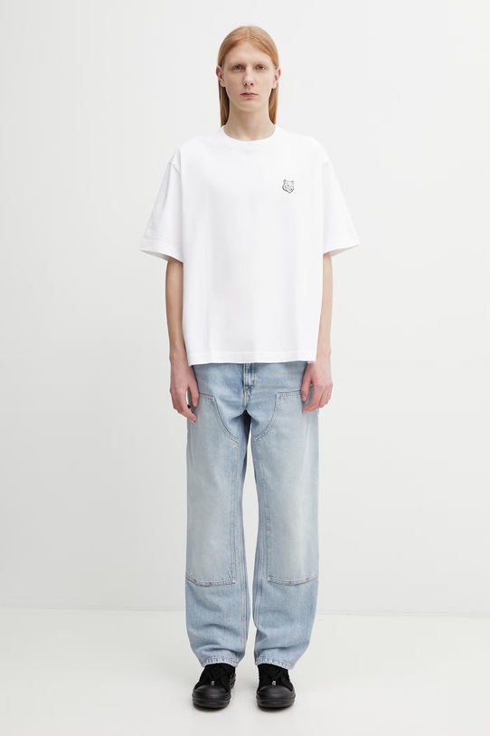 Maison Kitsuné Fox Head t-shirt bawełniany męski PM00109KJ0119 biały