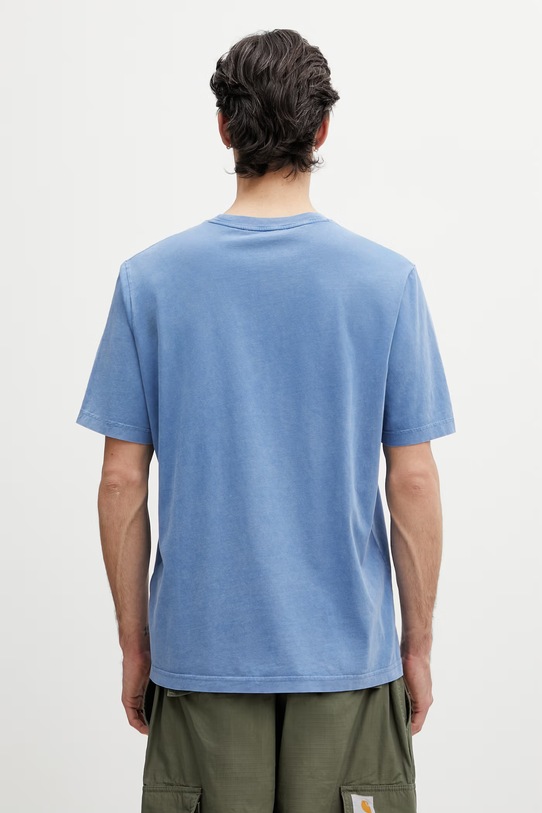 Odzież Maison Kitsuné 2002 t-shirt oversize bawełniany męski PM00124KJ7036 niebieski