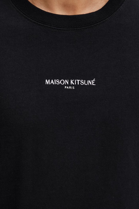 Maison Kitsuné T-shirt bawełniany męski czarny QM00100KJ7025