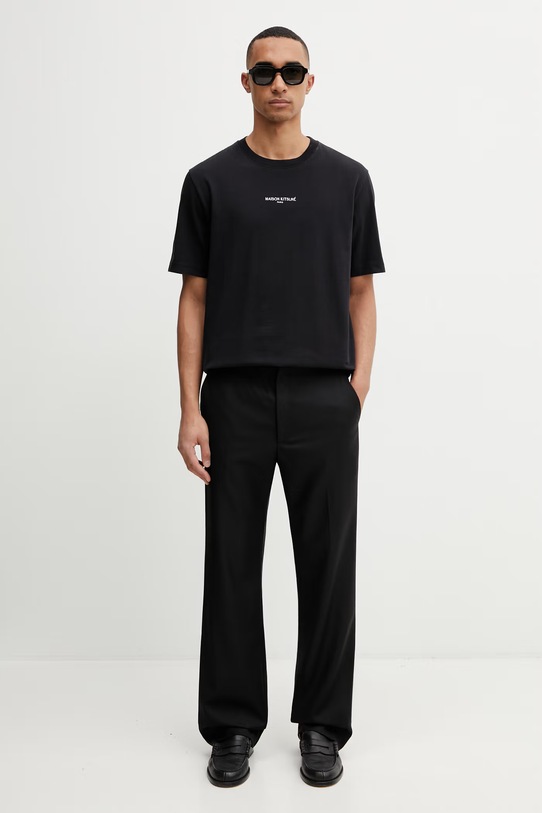 Maison Kitsuné T-shirt bawełniany męski QM00100KJ7025 czarny