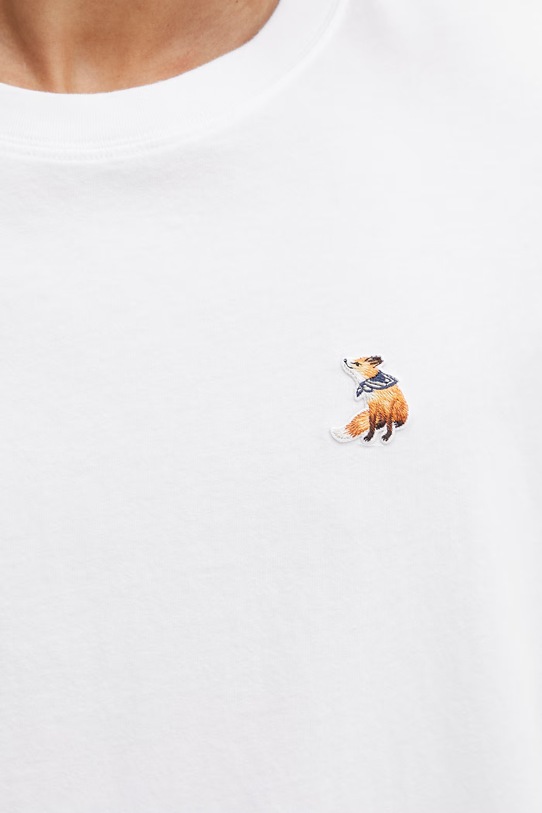 Maison Kitsuné tričko bavlnené biela QM00102KJ7026