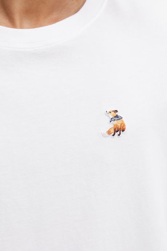 Maison Kitsuné tričko bavlnené biela QM00102KJ7026