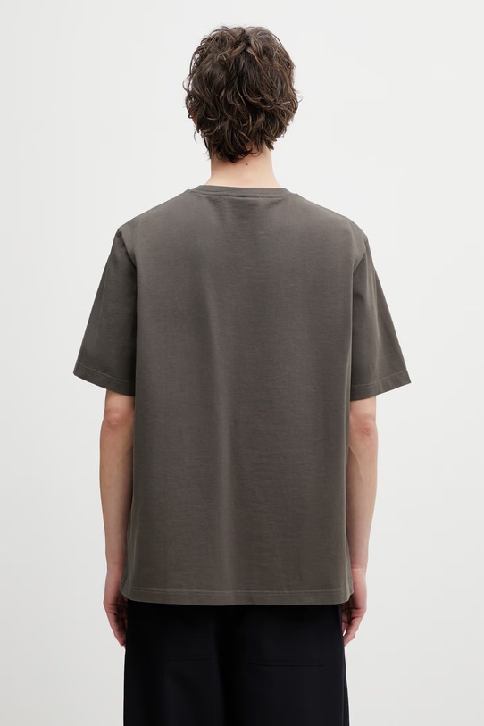 Odzież Maison Kitsuné t-shirt męski bawełniany Poetic Script QM00104KJ7025 zielony