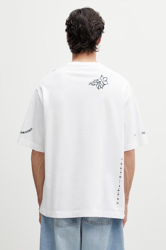 Odzież Maison Kitsuné Art Nouveau Stamps t-shirt oversize bawełniany męski QM00107KJ0119 biały
