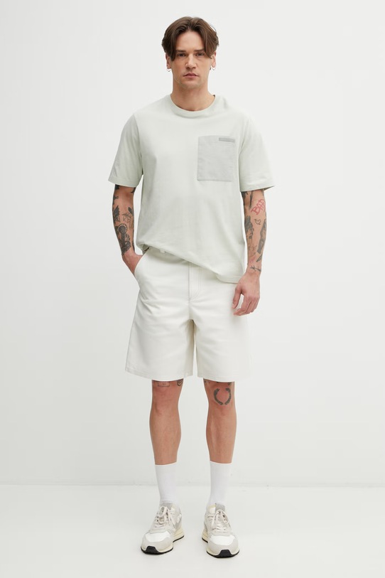 Maison Kitsuné T-shirt damski bawełniany QM00108KJ7026 turkusowy