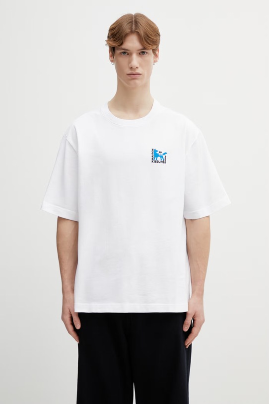 Одяг Бавовняна футболка Maison Kitsuné Gallery Fox QM00111KJ0119 білий