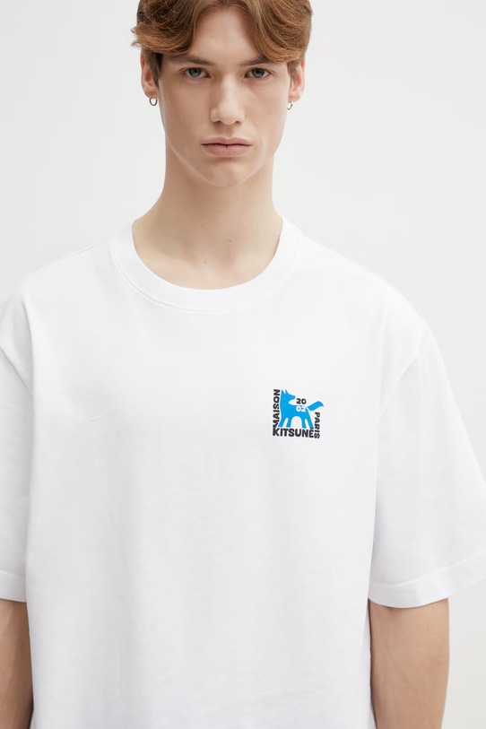 Бавовняна футболка Maison Kitsuné Gallery Fox білий QM00111KJ0119