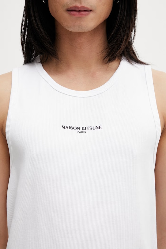 Maison Kitsuné top bawełniany męski biały QM00600KA0033