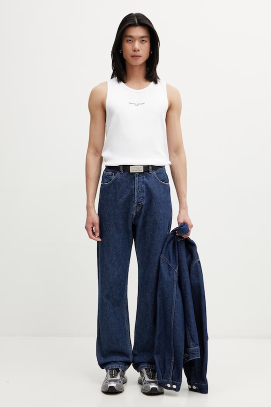 Maison Kitsuné top bawełniany męski QM00600KA0033 biały