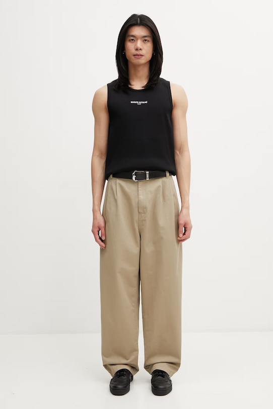 Maison Kitsuné top bawełniany męski QM00600KA0033 czarny