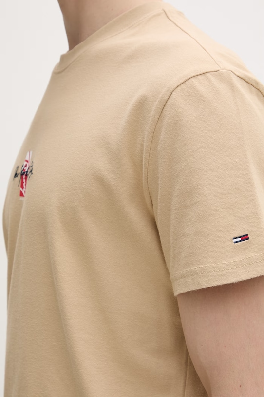 Tommy Jeans t-shirt męski bawełniany DM0DM22532 beżowy