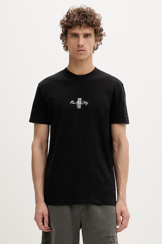 Odzież Tommy Jeans t-shirt męski bawełniany DM0DM22532 czarny