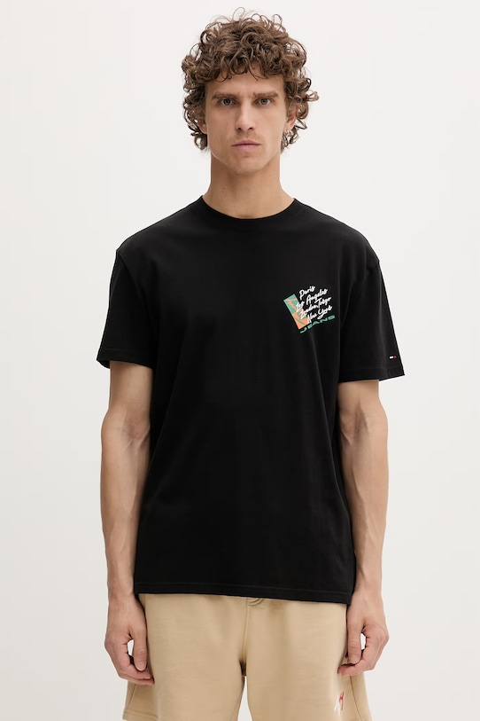 Odzież Tommy Jeans t-shirt męski bawełniany DM0DM22533 czarny