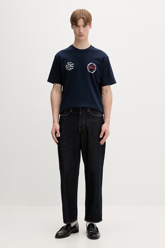 Tommy Jeans t-shirt męski bawełniany DM0DM22535 granatowy SS26