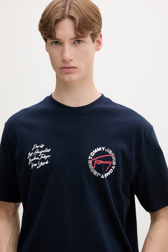 Tommy Jeans t-shirt męski bawełniany granatowy DM0DM22535