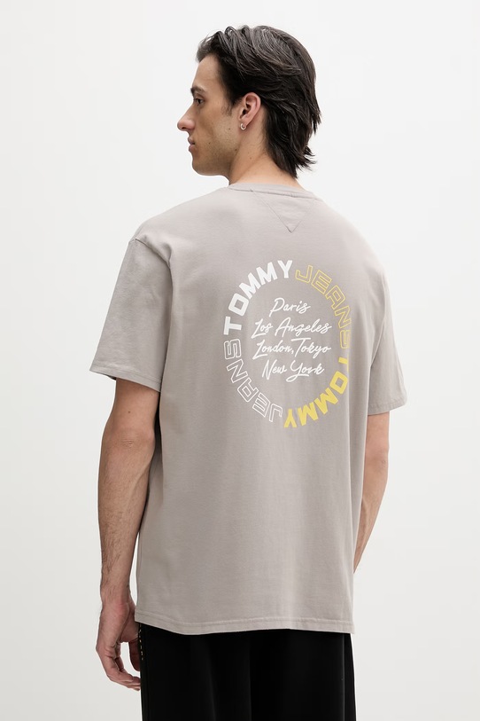 Odzież Tommy Jeans t-shirt męski bawełniany DM0DM22535 beżowy