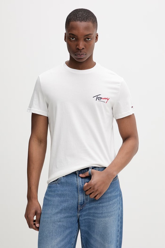 Tommy Jeans T-shirt męski bawełniany beżowy DM0DM22538