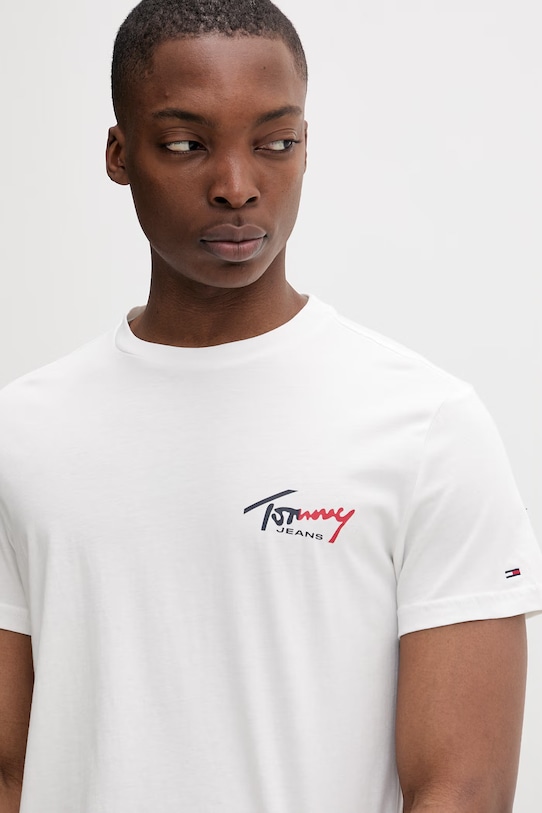 Tommy Jeans T-shirt męski bawełniany beżowy DM0DM22538