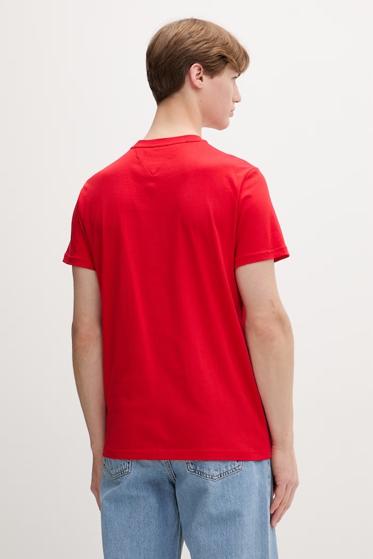 Odzież Tommy Jeans T-shirt męski bawełniany DM0DM22538 czerwony